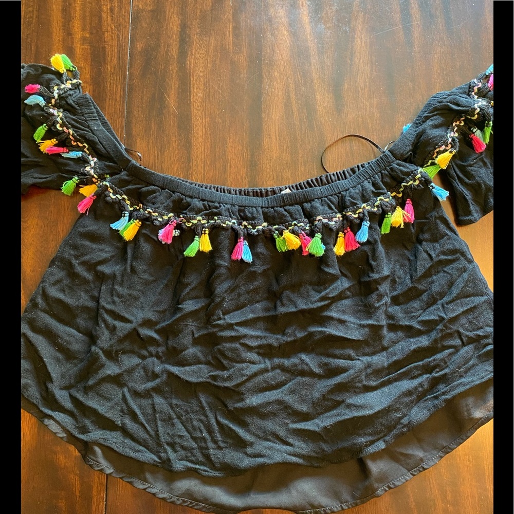Cute Black Peasant Top
